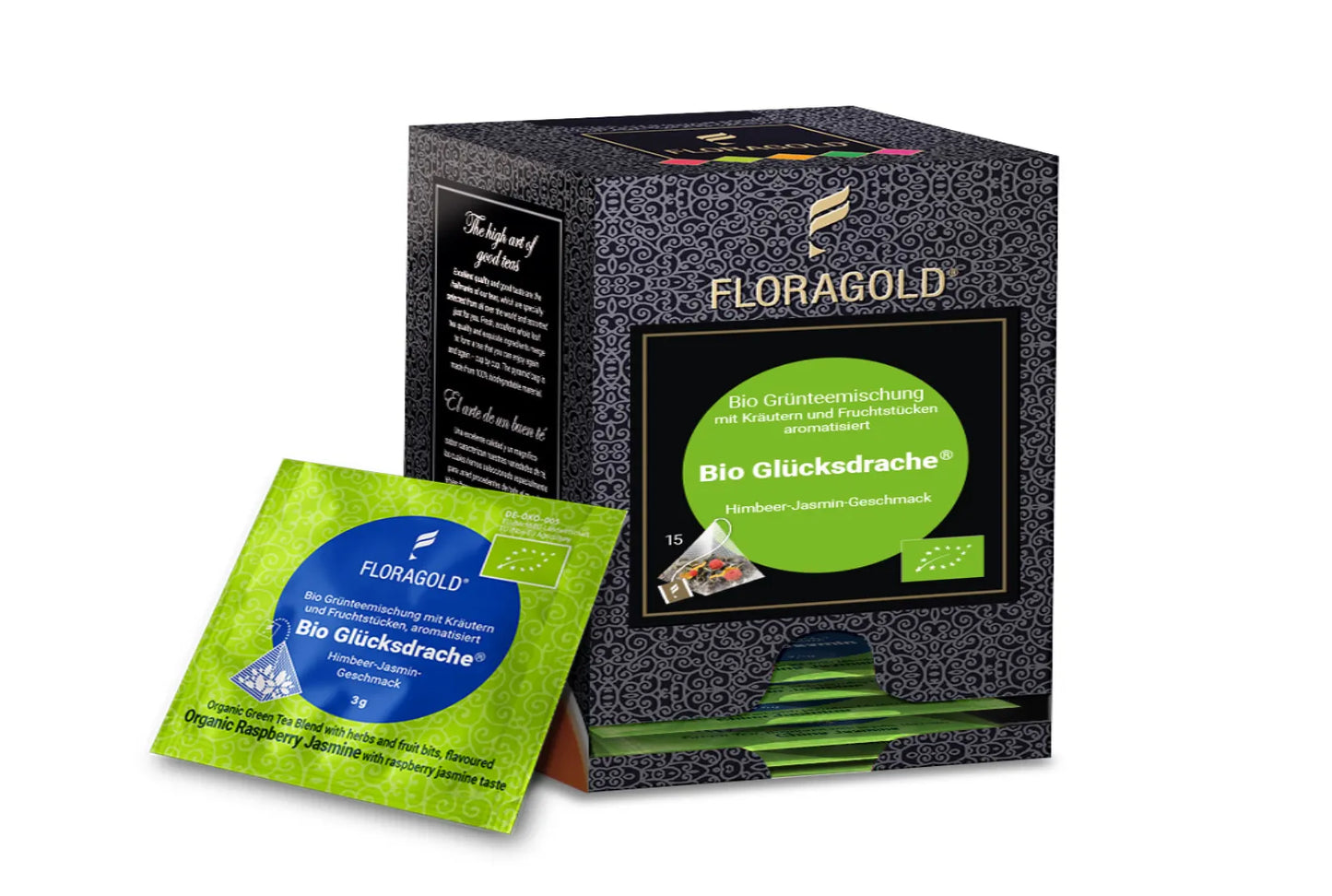 Floragold Bio Glücksdrache® – Grüntee mit Himbeere & Jasmin