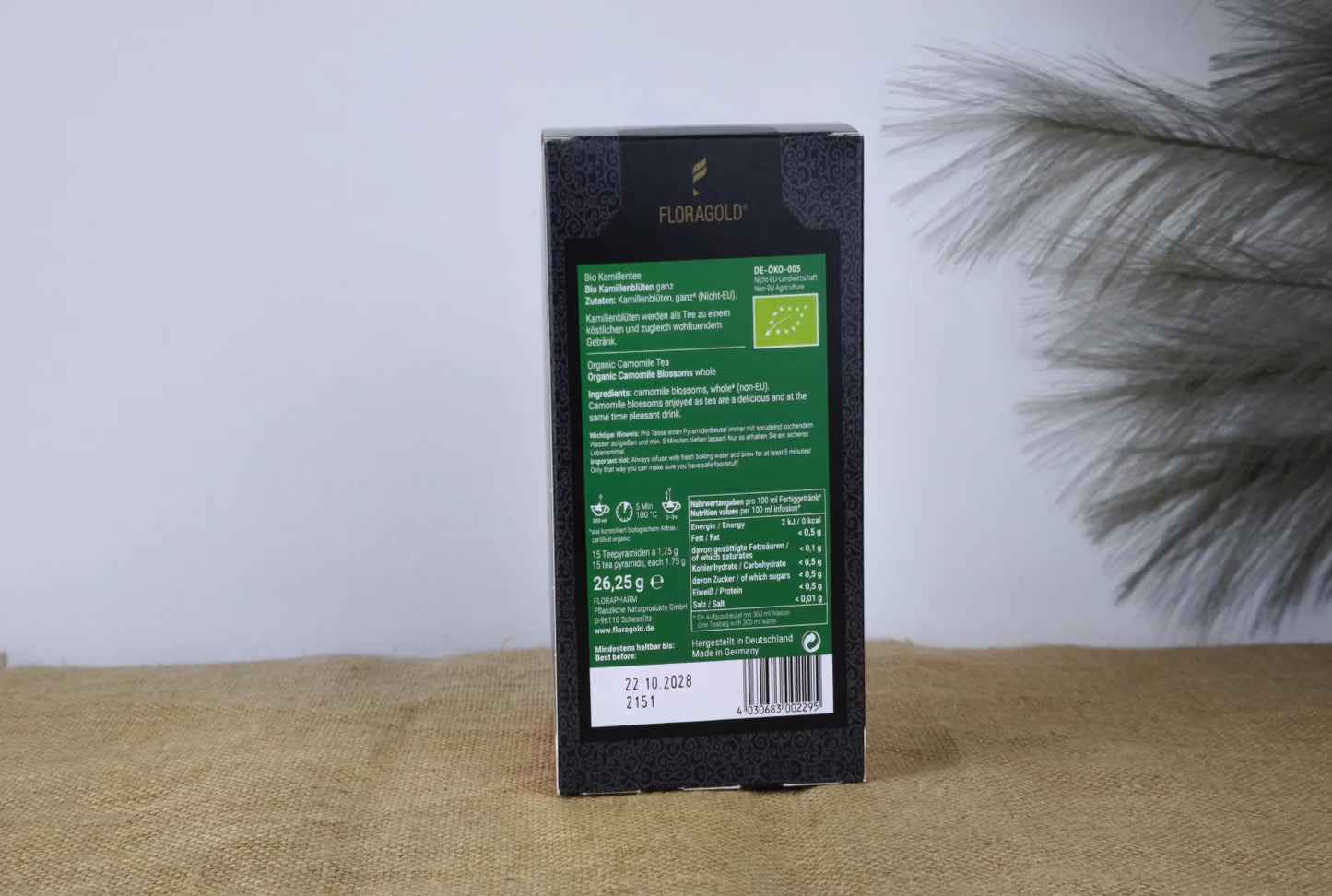 Floragold Kamille ganz 15 Pyramidenbeutel – Bio