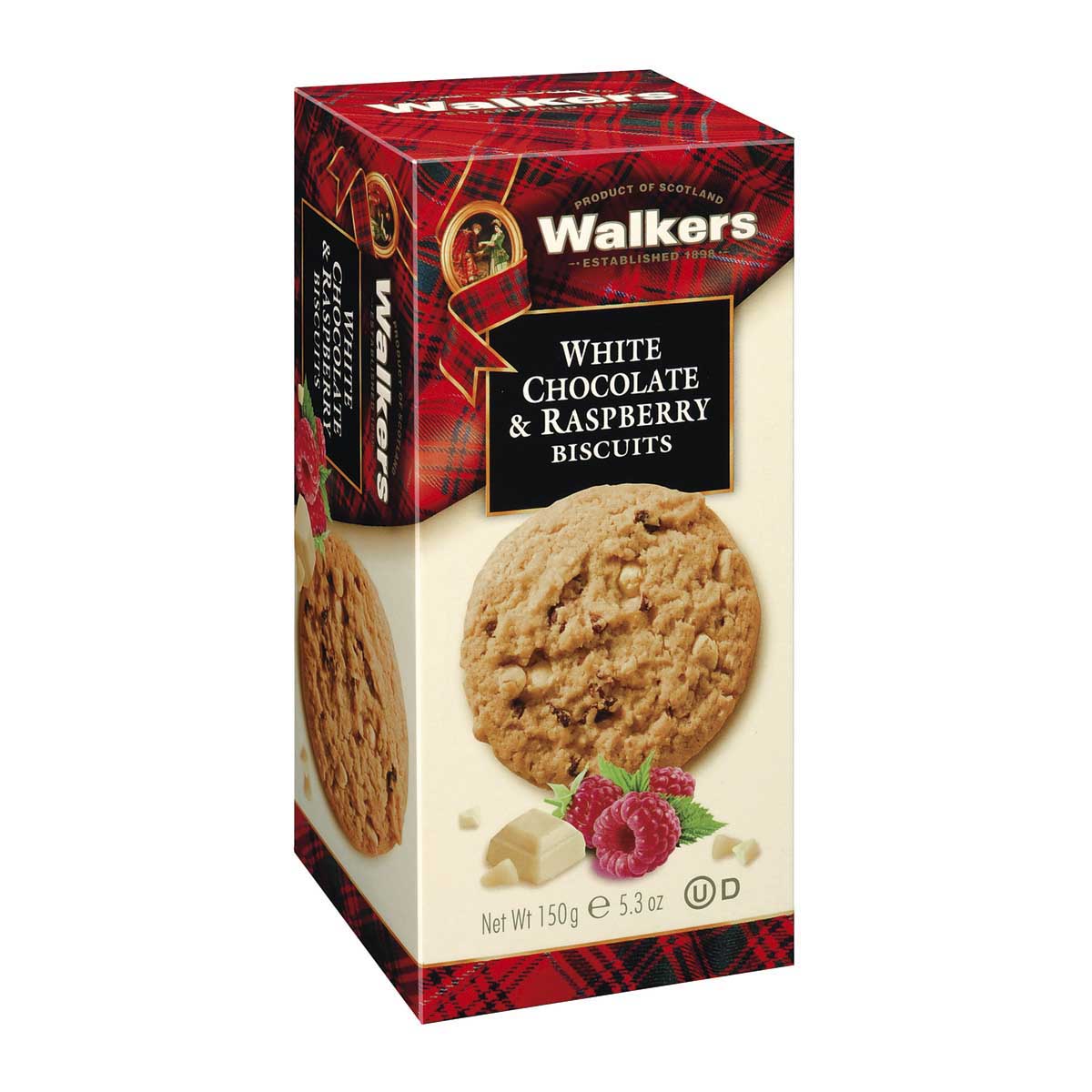 Walkers White Chocolate & Raspberry Biscuits – 150g