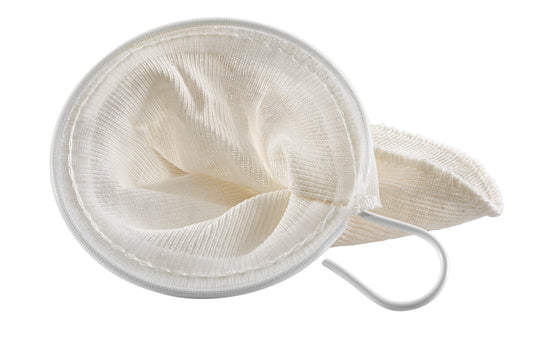 Produktfoto des Baumwollfilters, erhältlich als Teefilter Größe 1 für 1-3 Tassen und Größe 2 für 3-6 Tassen.