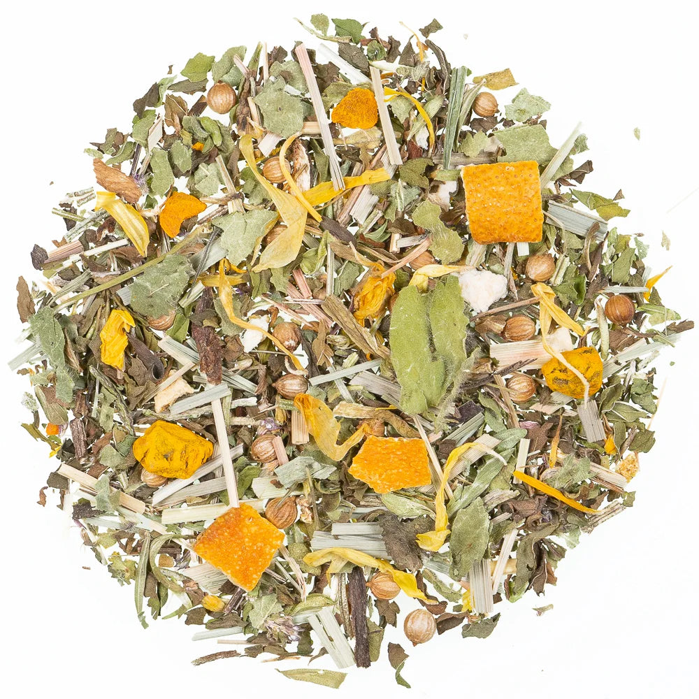 Kräutertee Bio Jung & Fit, lose Kräutermischung mit Blättern und Fruchtstücken